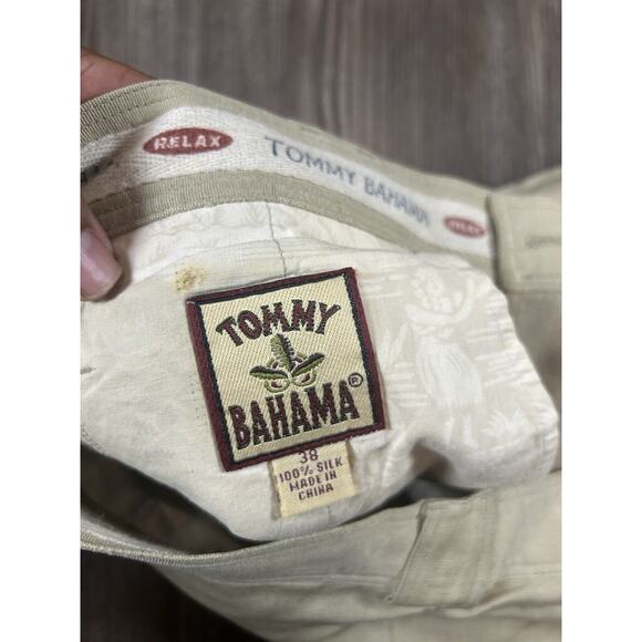 Tommy Bahama Pants Mens 38x30 Khaki 100% Silk Relax Preppy Island Beach Adult - Picture 6 of 7
